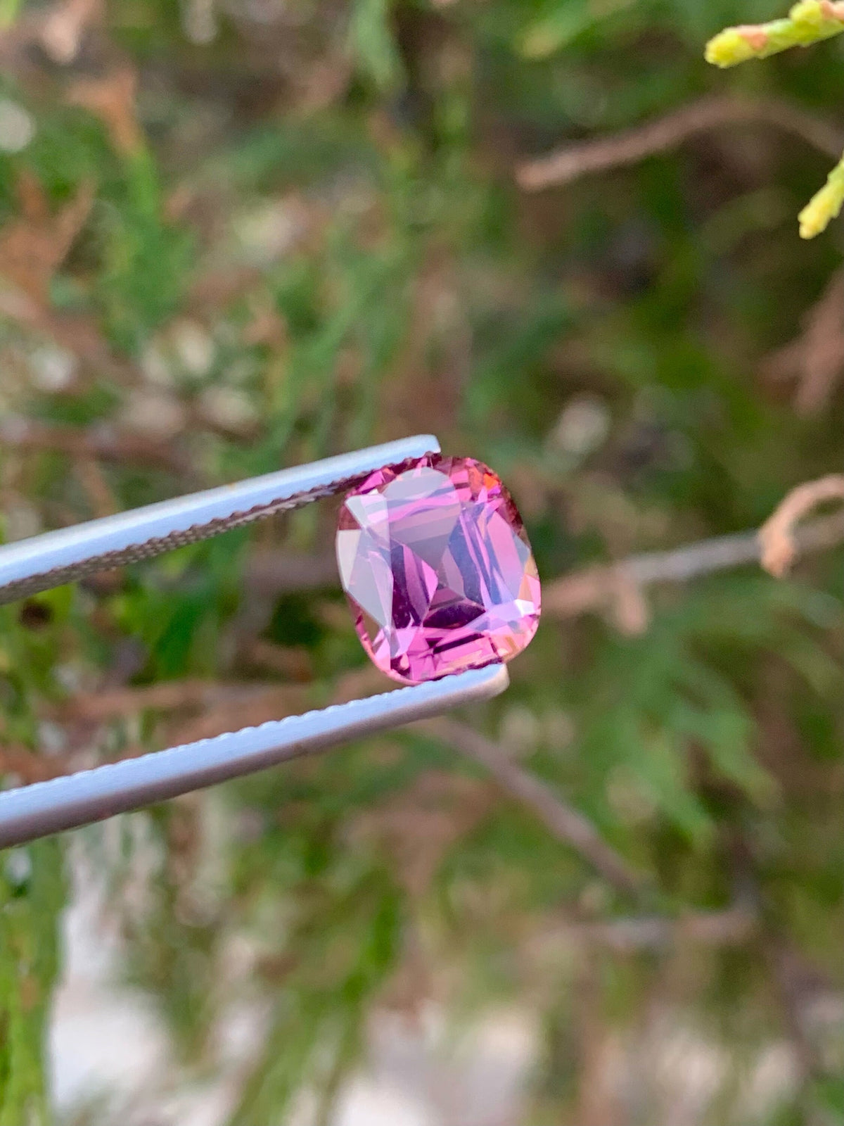 Pink Tourmaline Gemstone: 2.85CT Faceted Cushion Cut, October Birthstone