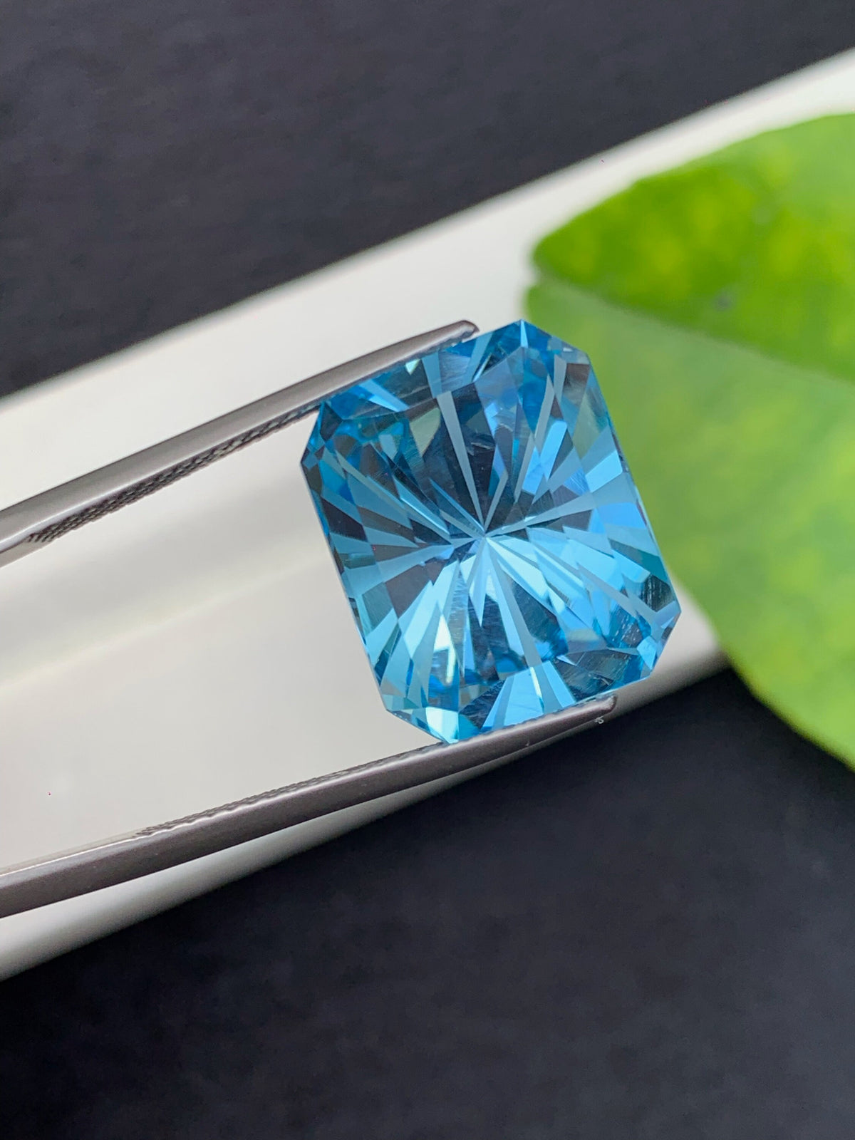 Swiss Blue Topaz Gemstone: 16.50 CT Emerald Cut, December Birthstone