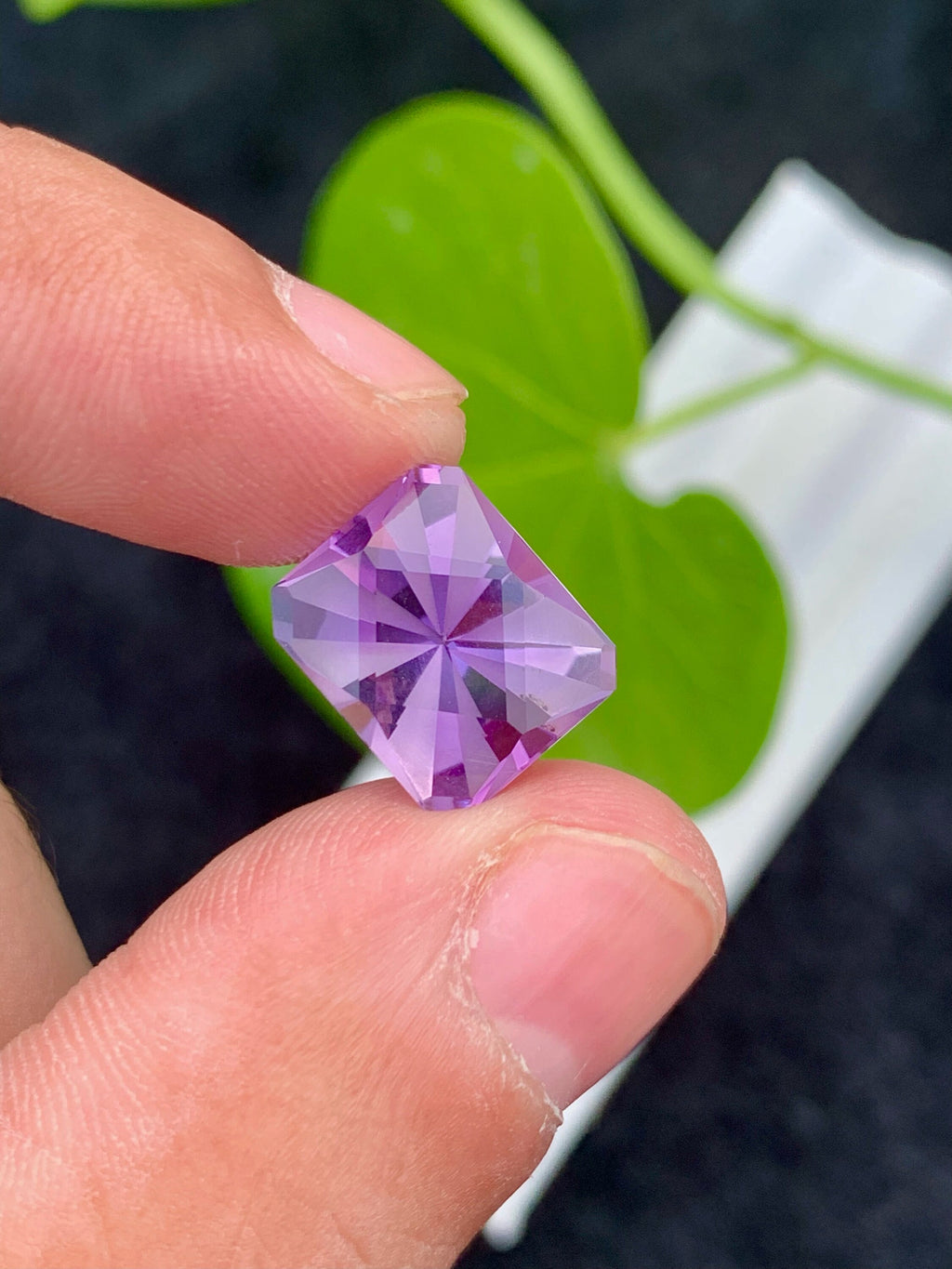Violet Purple Amethyst Gemstone: Custom Cut Rectangle, 6.80 CT