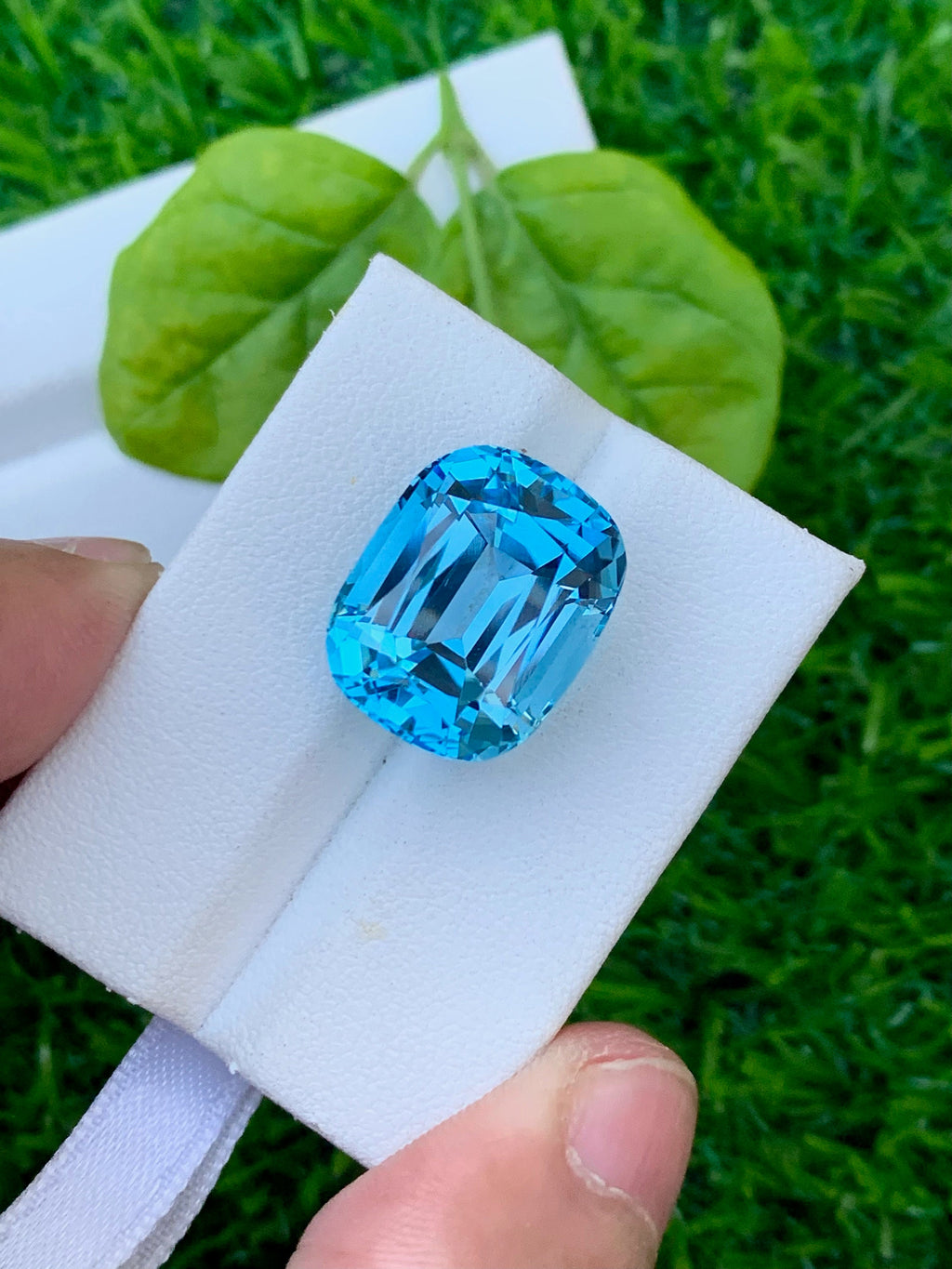 20.00 CT Swiss Blue Topaz Gemstone: Cushion Cut, Flawless