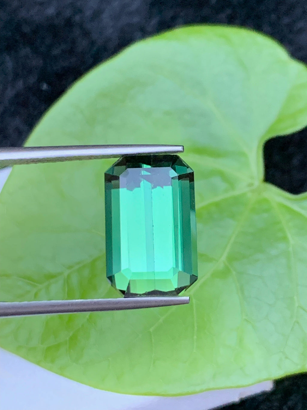Emerald Cut Bluish Green Tourmaline Gemstone: Natural Elbaite Stone, 5.90 CT