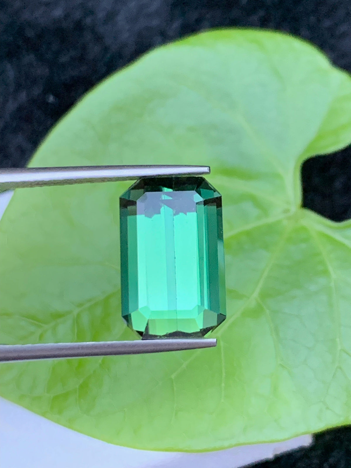 Emerald Cut Bluish Green Tourmaline Gemstone: Natural Elbaite Stone, 5.90 CT