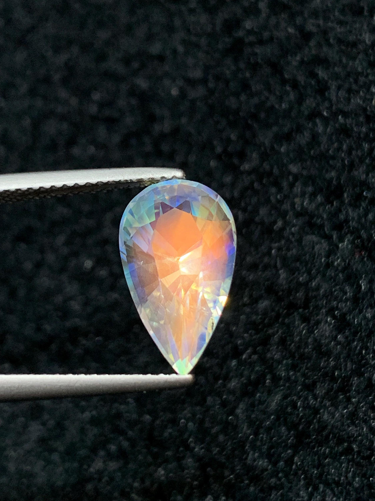 Rainbow Moonstone Gemstone: Pear Shape, VVS Clarity, Madagascar Origin