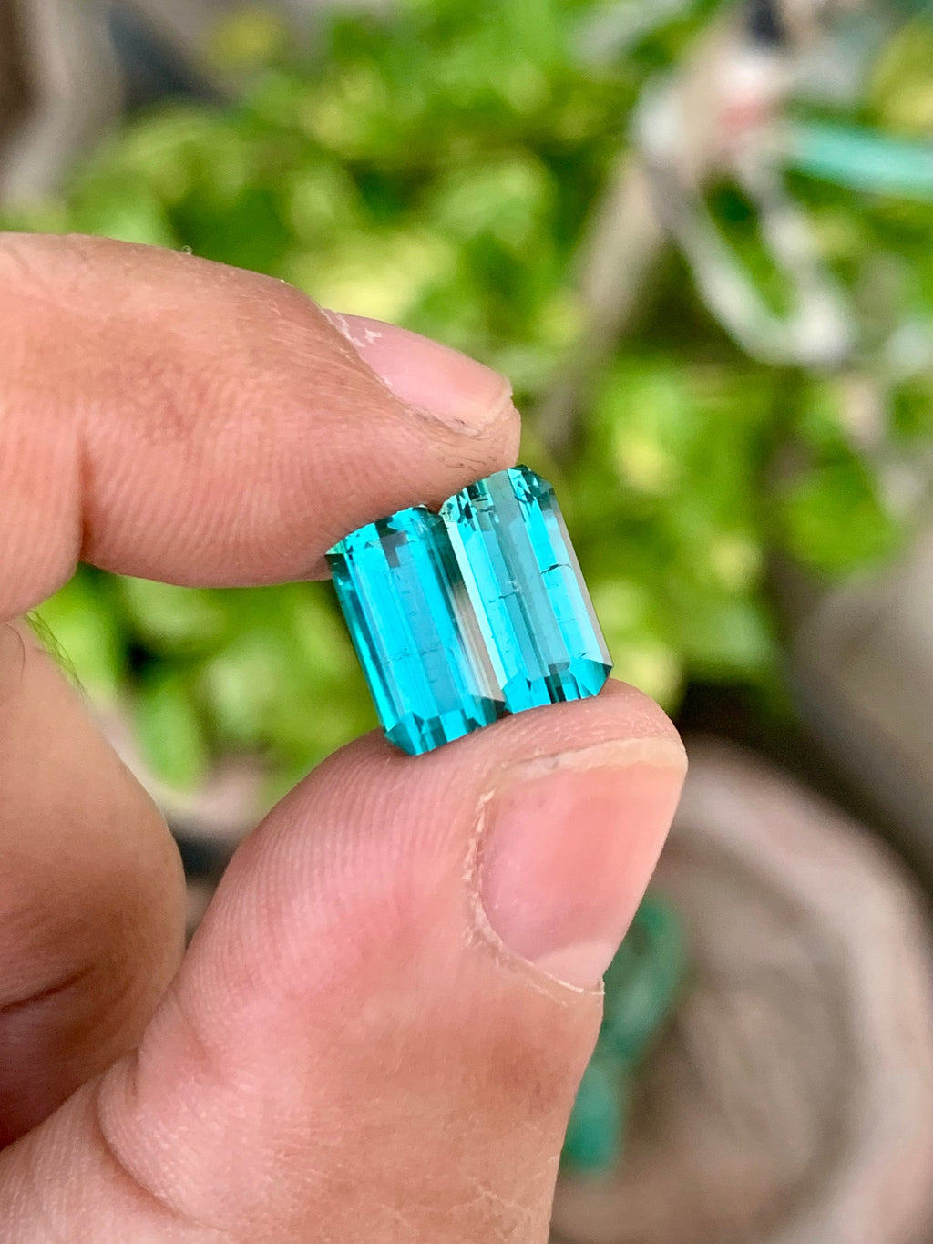 Blue Lagoon Tourmaline Pair: Faceted Emerald Cut, October Birthstone