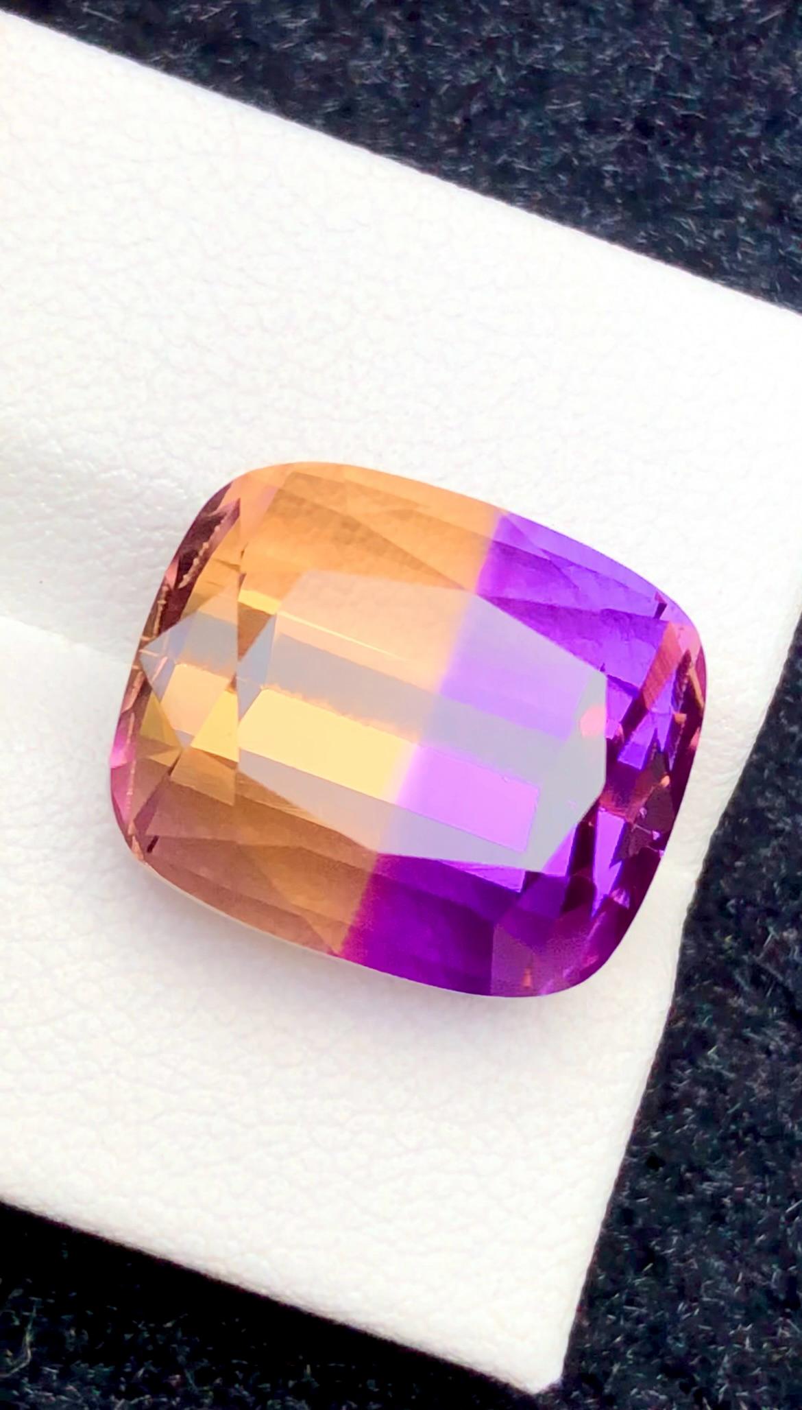 Bi-Color Ametrine 15ct Cushion Cut – Gemstone from Brazil