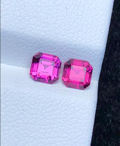 Malaya Garnet Pair 1.25 ct Asscher Cut – Vibrant Peach-Pink Color