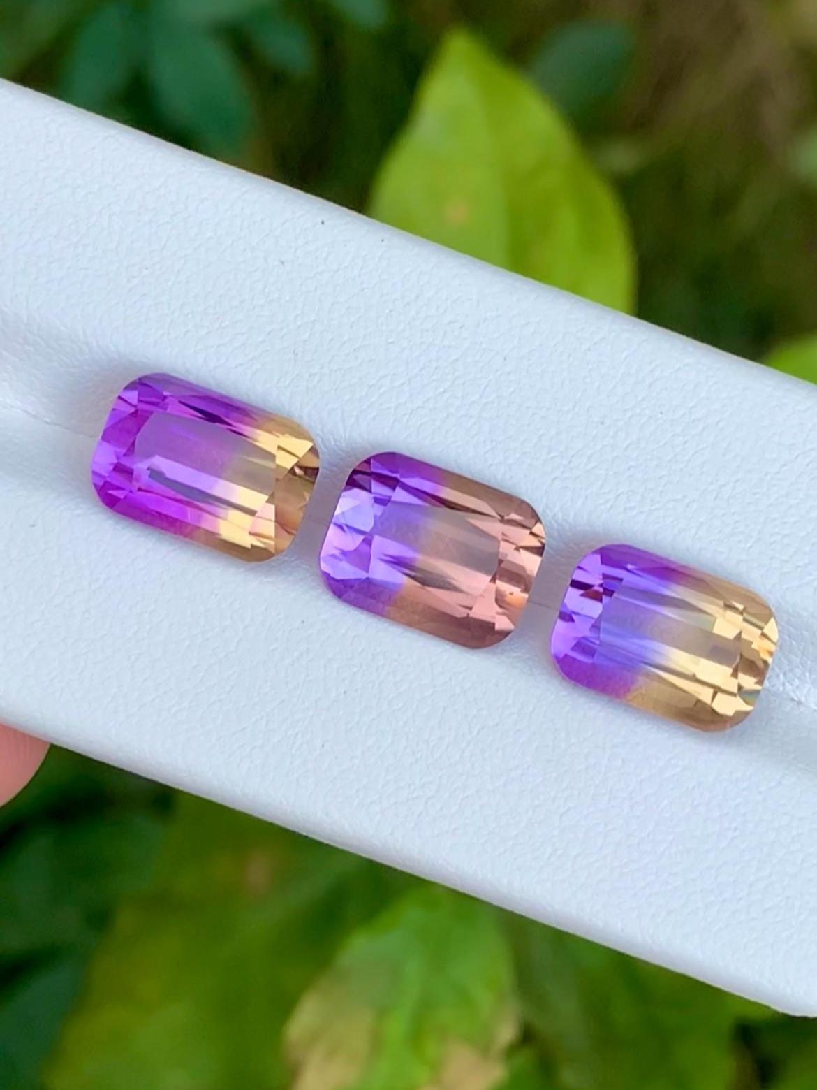 Ametrine 14.00ct Set • Cushion Cut Pair & Center Stone • Brazil