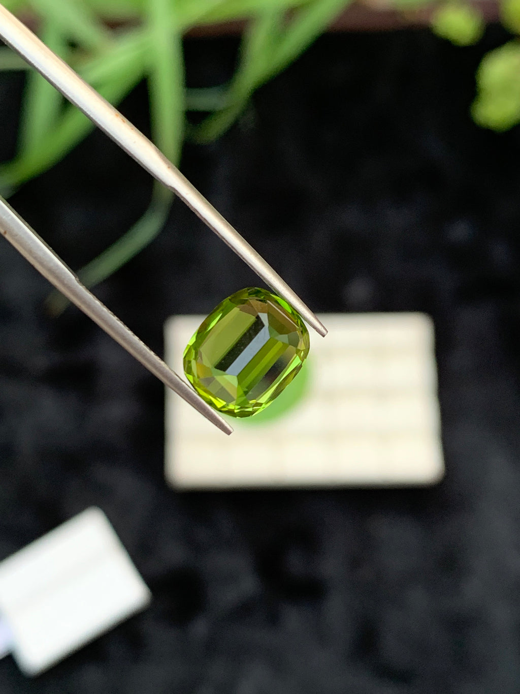 Lime Green Peridot Gemstone: 4.30 Carat Cushion Cut, August Birthstone