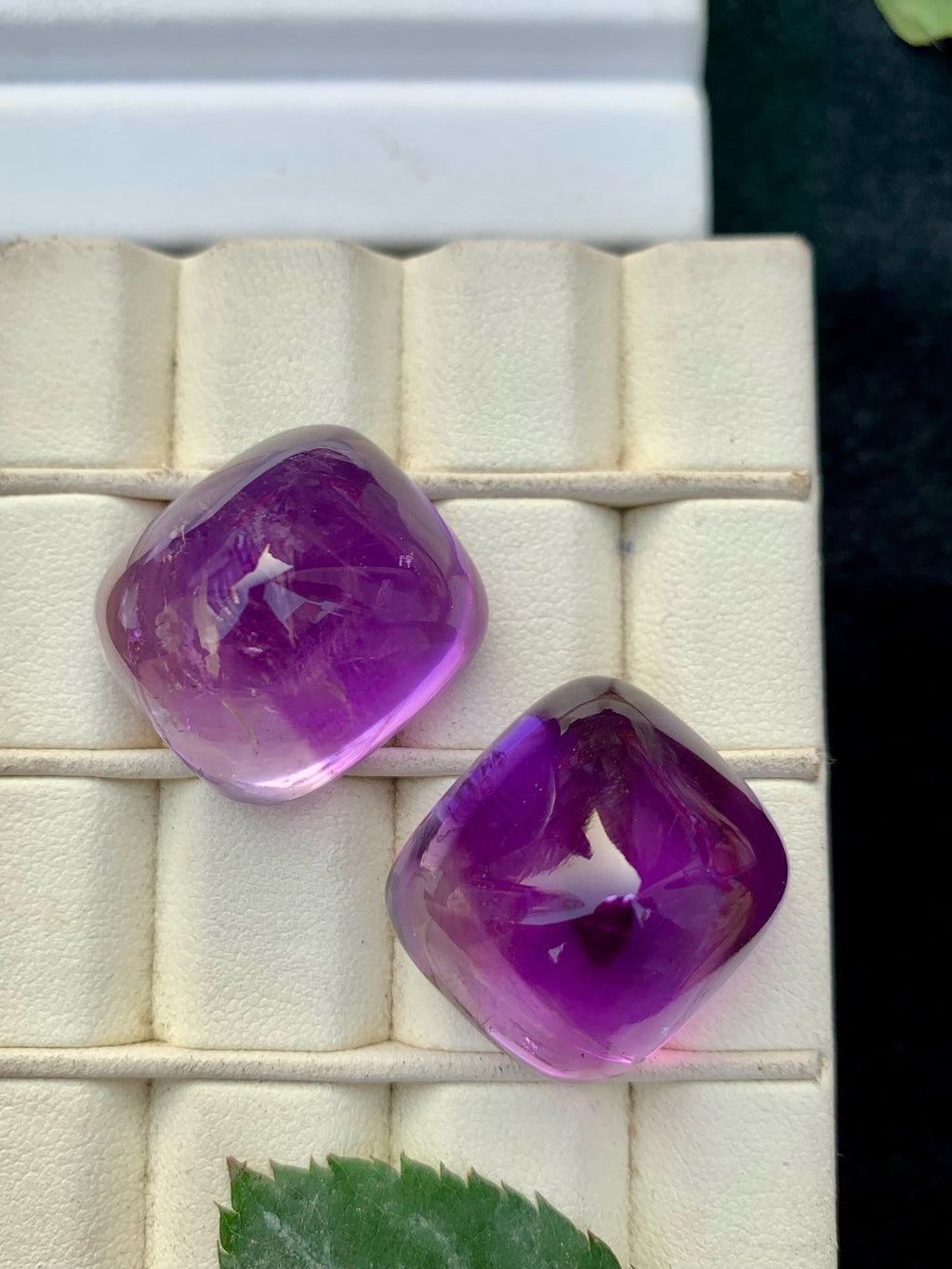 Deep Purple Amethyst Sugarloaf Cabochon Pair: 113.05 Carat Gemstone