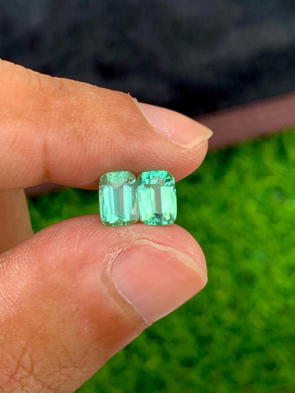 Lagoon Tourmaline 2.45ct Cushion Cut Pair from Afghanistan