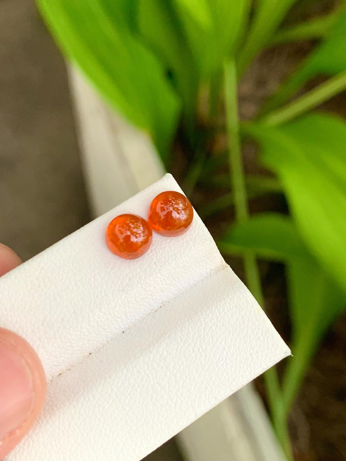 Mandarin Garnet Cabochon Pair: 4.69 Carat Orange Spessartite Gems