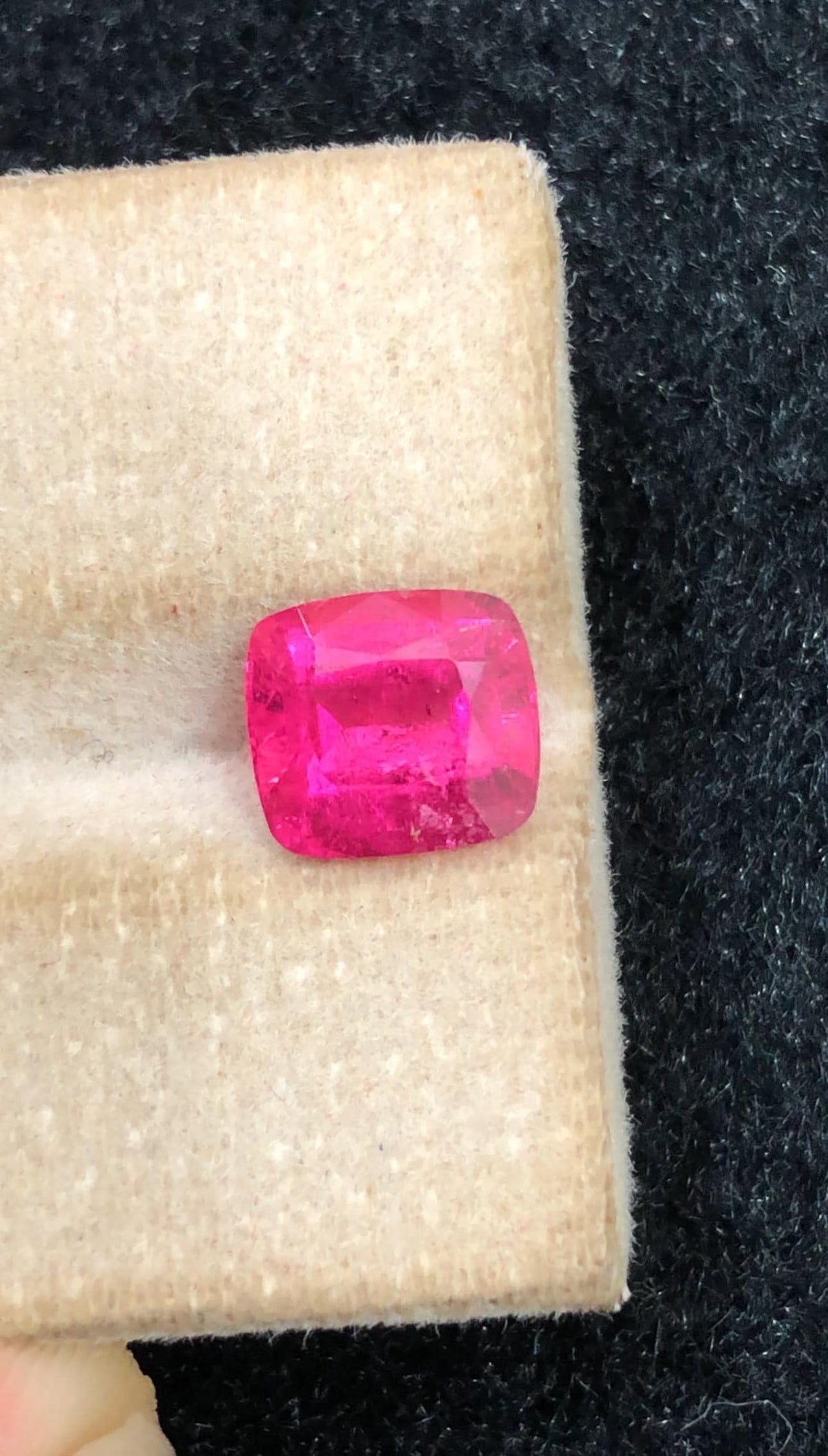 Rubellite Tourmaline 2.05ct Cushion Cut Gemstone Vivid Neon Pink from Afghanistan