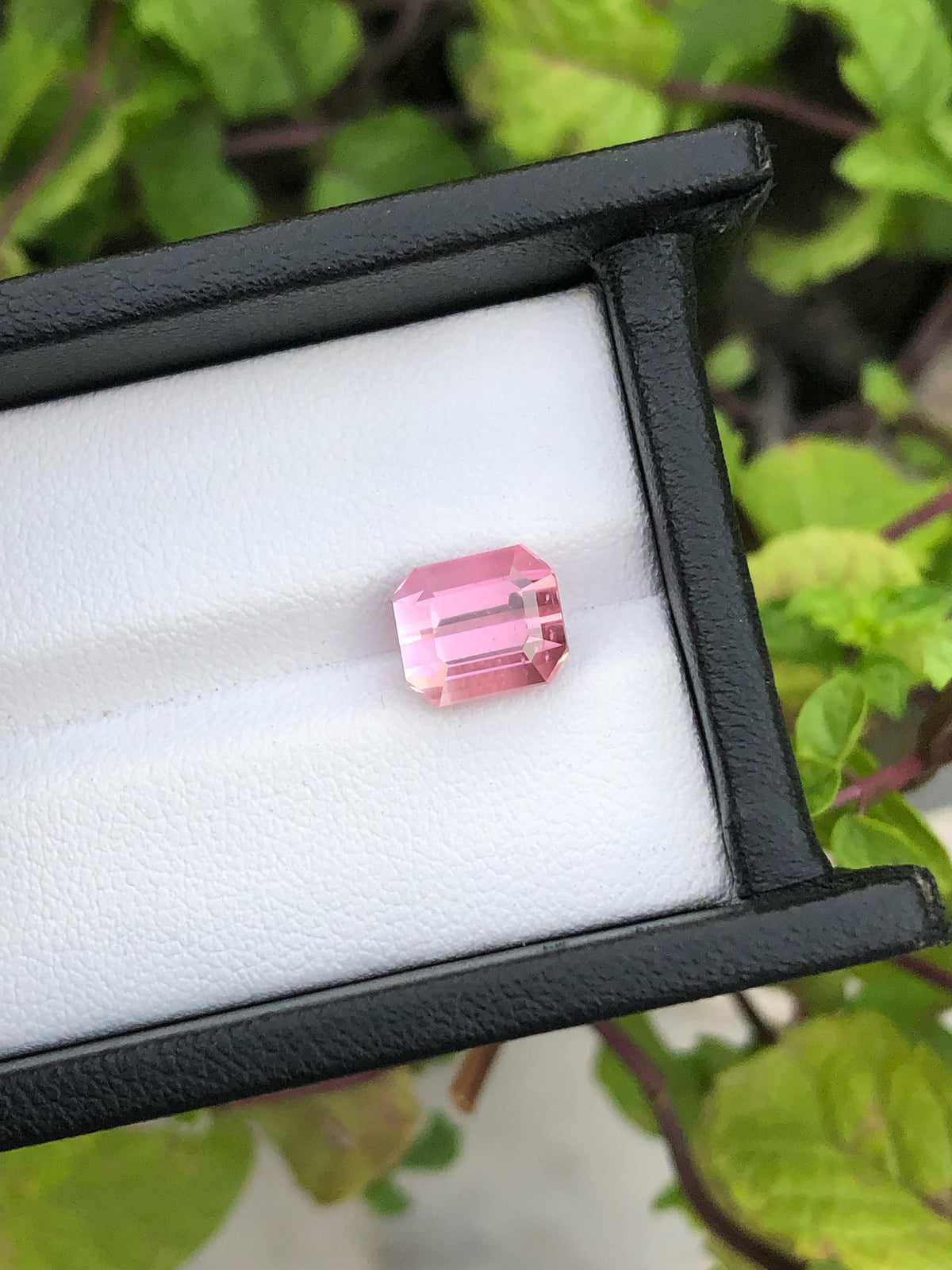 Natural Bi-Color Tourmaline Gemstone: Flamingo Pink & Hawks Blue, Emerald Cut (8.6x7.3x6.6 MM)