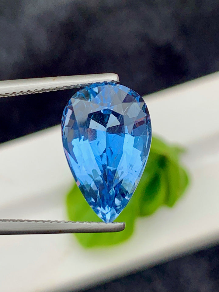 Natural Santa Maria Aquamarine Gemstone: 7.15 CT Pear Cut Stone