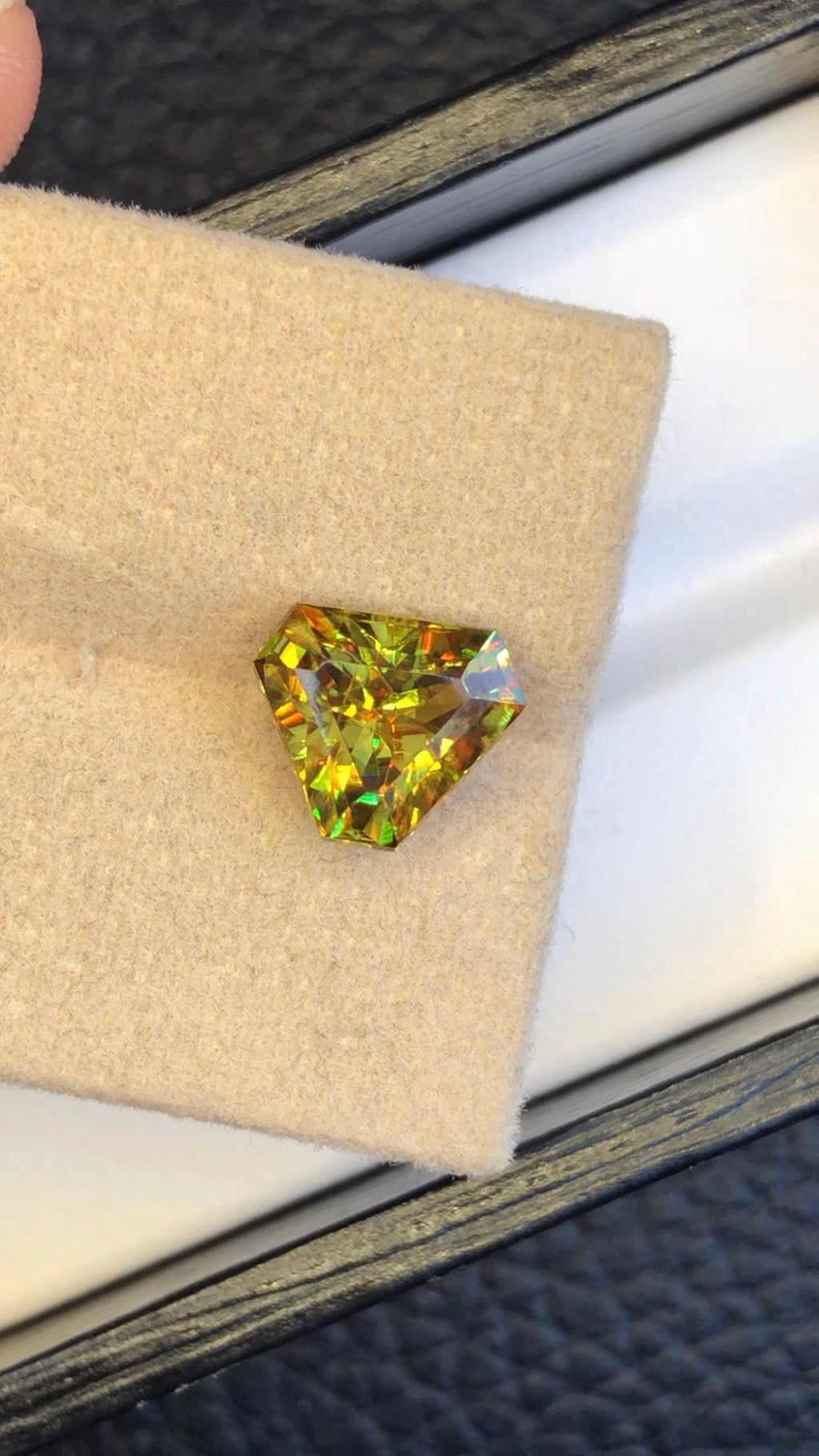 Trillion Cut Sphene Gemstone: 3.10 CT Fire Titanite Stone