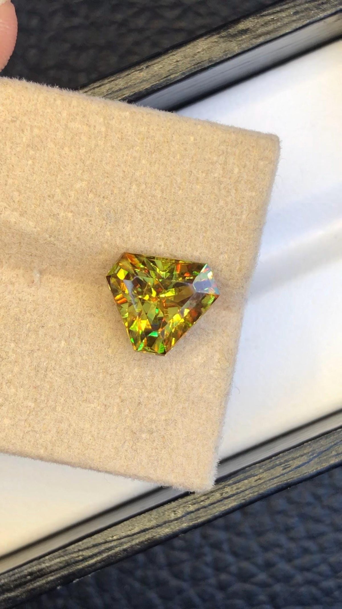 Trillion Cut Sphene Gemstone: 3.10 CT Fire Titanite Stone