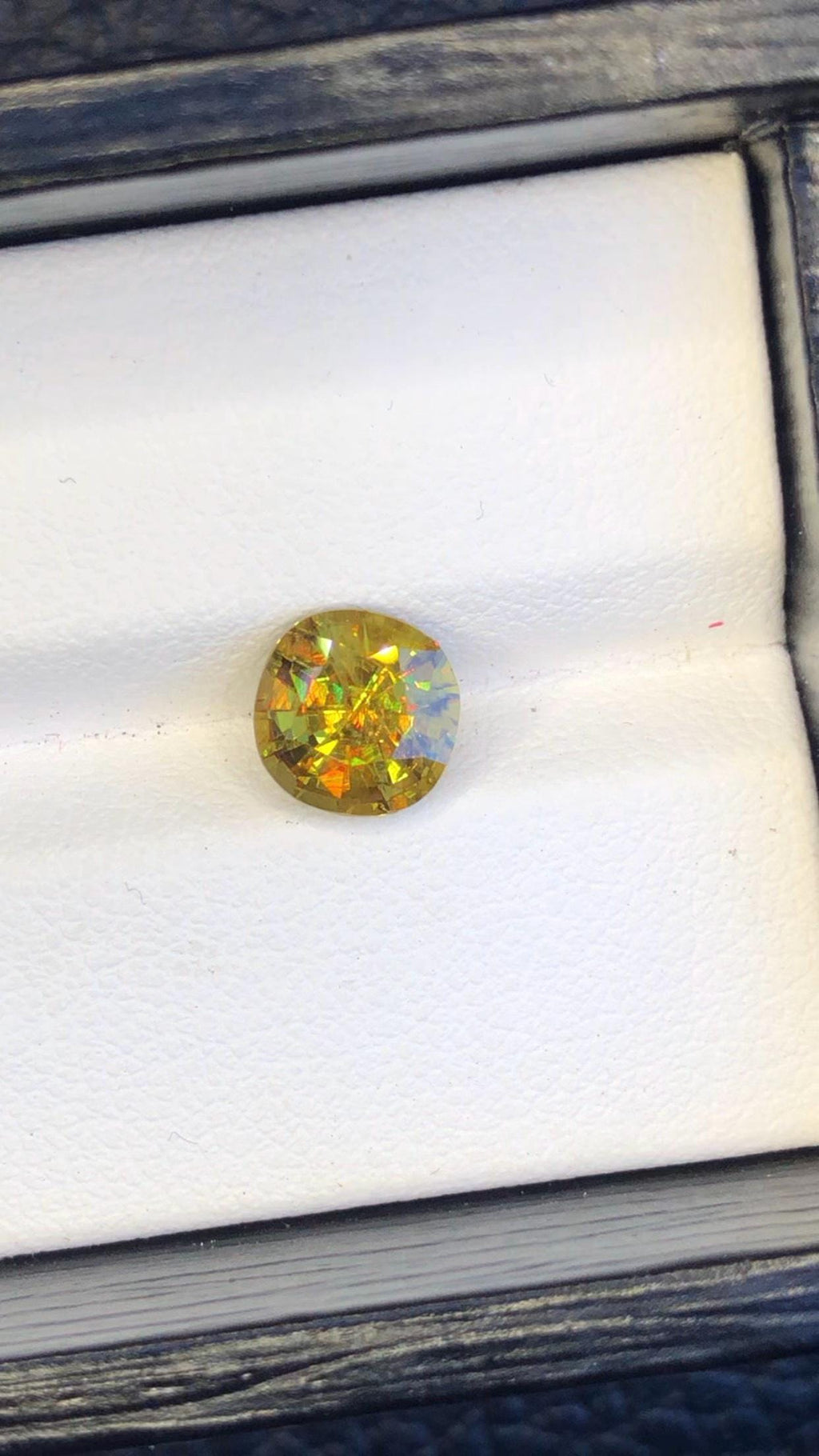 Natural Fire Sphene Gemstone: Round Faceted Titanite, 1.95 CT