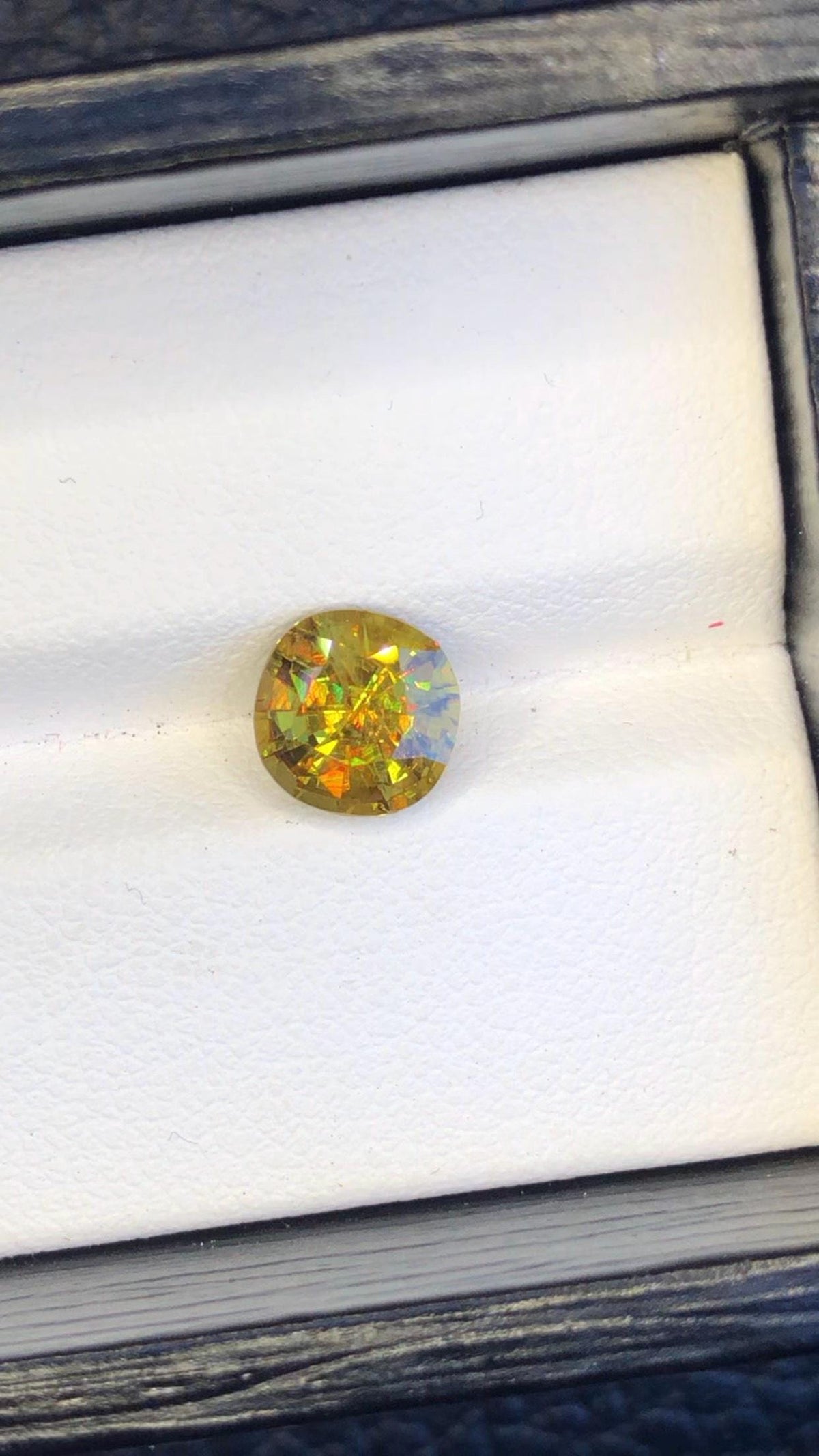 Natural Fire Sphene Gemstone: Round Faceted Titanite, 1.95 CT