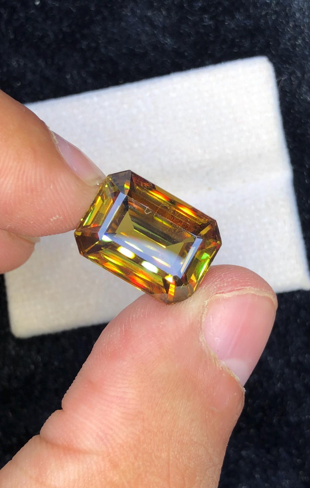 11.60 CT Full Fire Sphene Loose Gemstone: Cushion Cut Titanite Stone