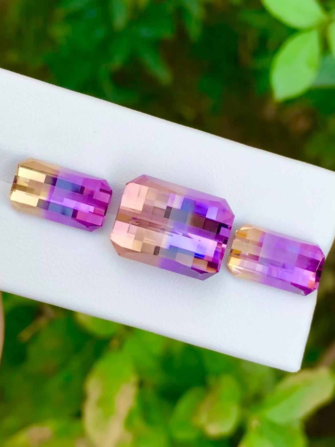 Ametrine Pixel Cut Gemstone Set – Trio from Brazil (Total 31.60ct)