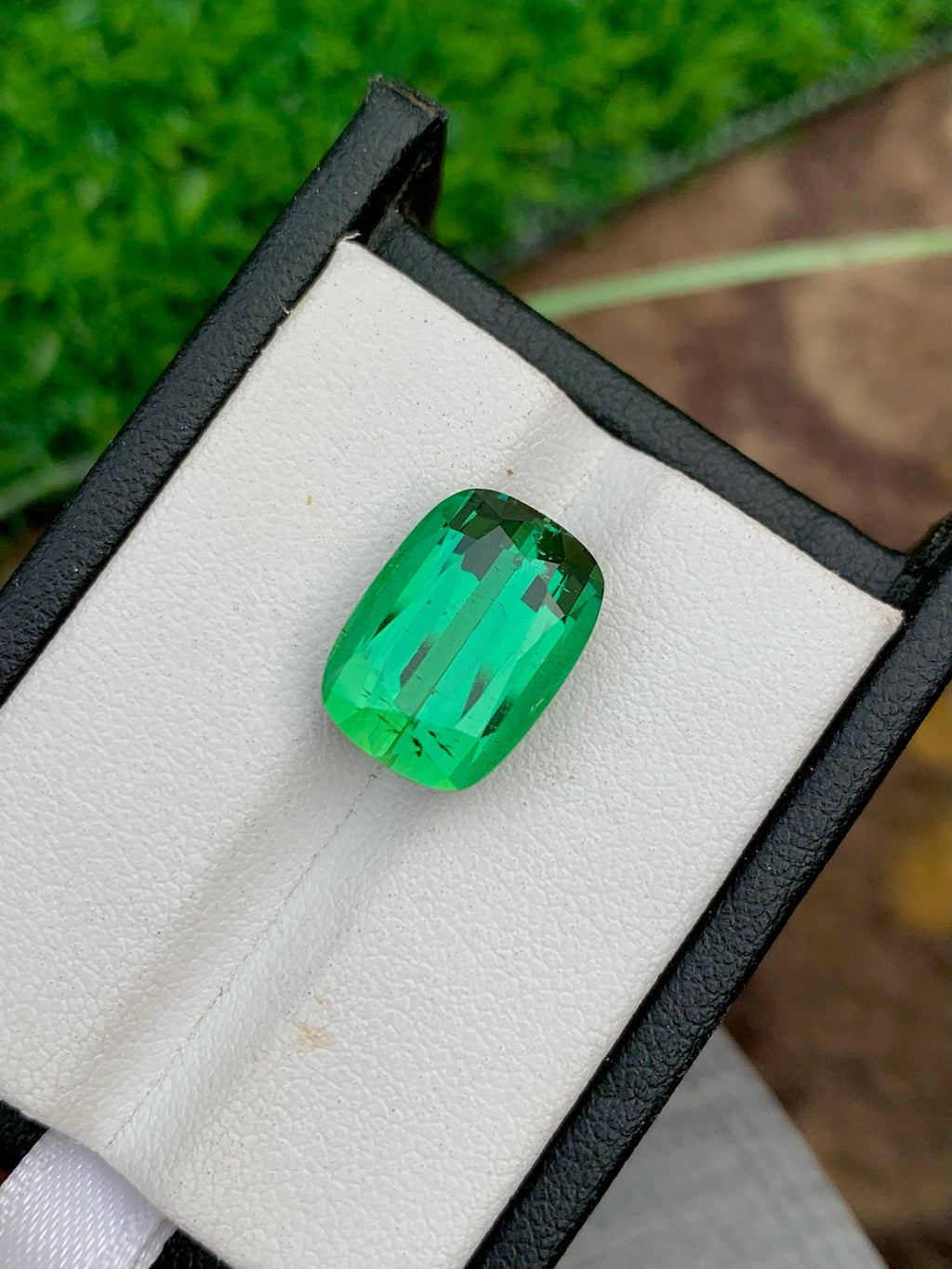 AAA Bluish Green Tourmaline Gemstone: Flawless Cushion Cut, 8.85 CT