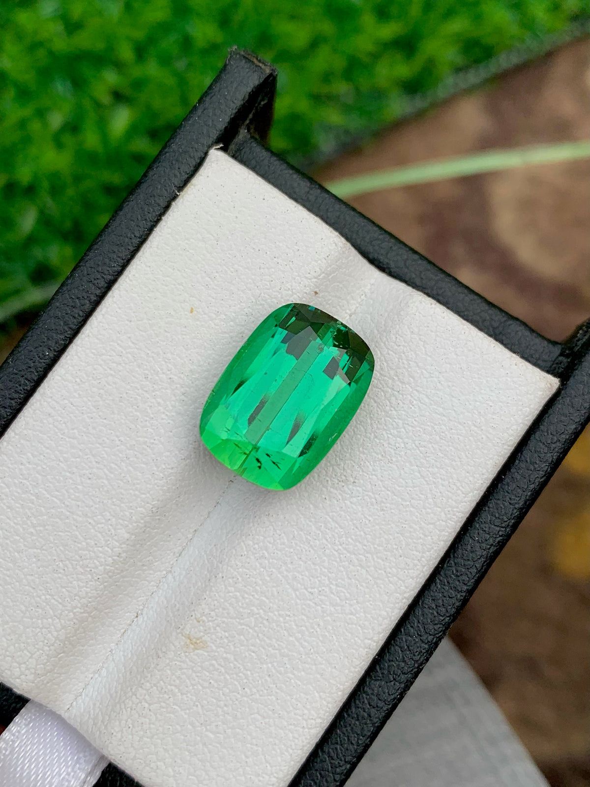 AAA Bluish Green Tourmaline Gemstone: Flawless Cushion Cut, 8.85 CT