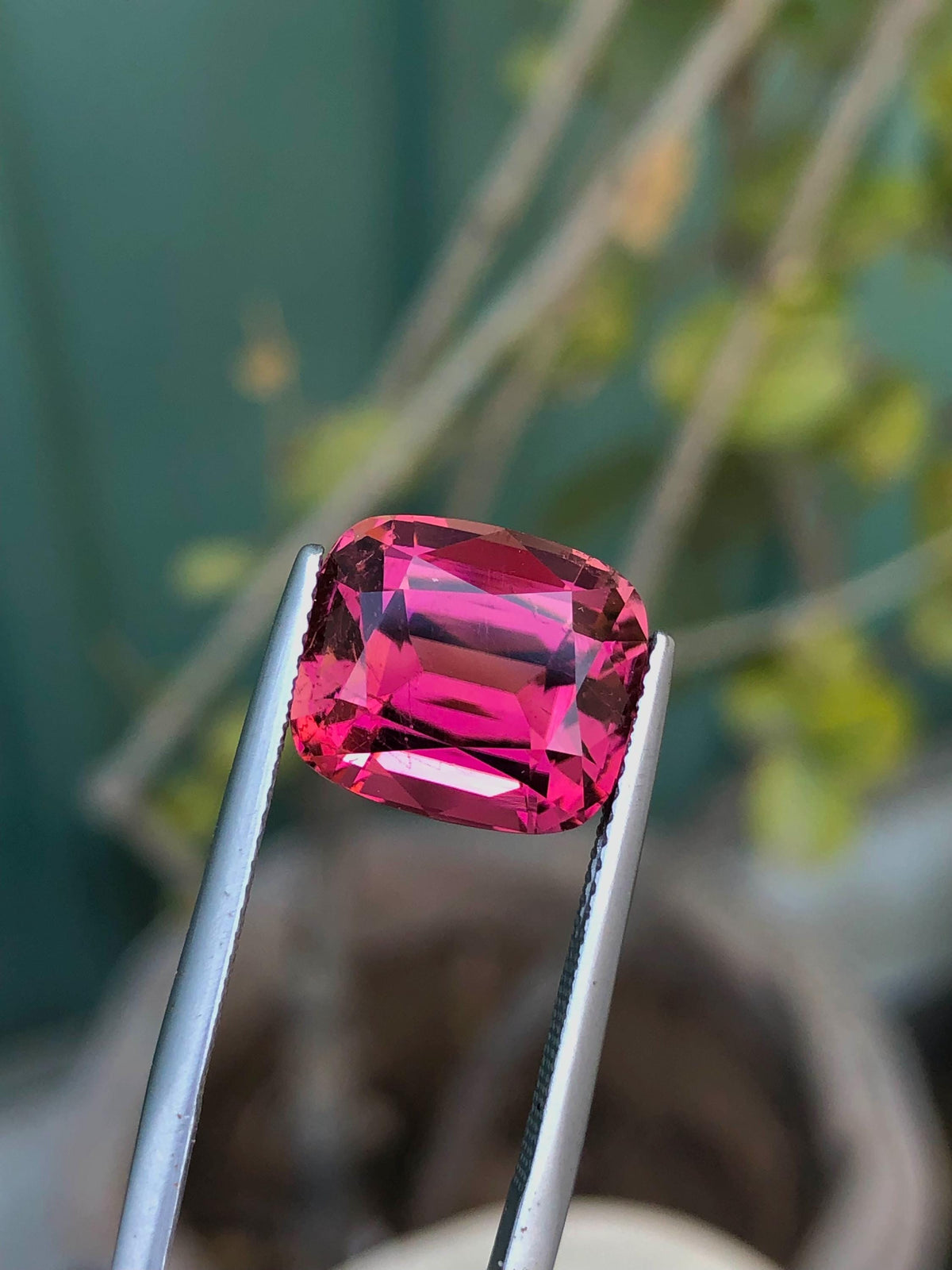 Reddish Pink Tourmaline Gemstone: 9.30 CT Cushion Cut, Afghanistan
