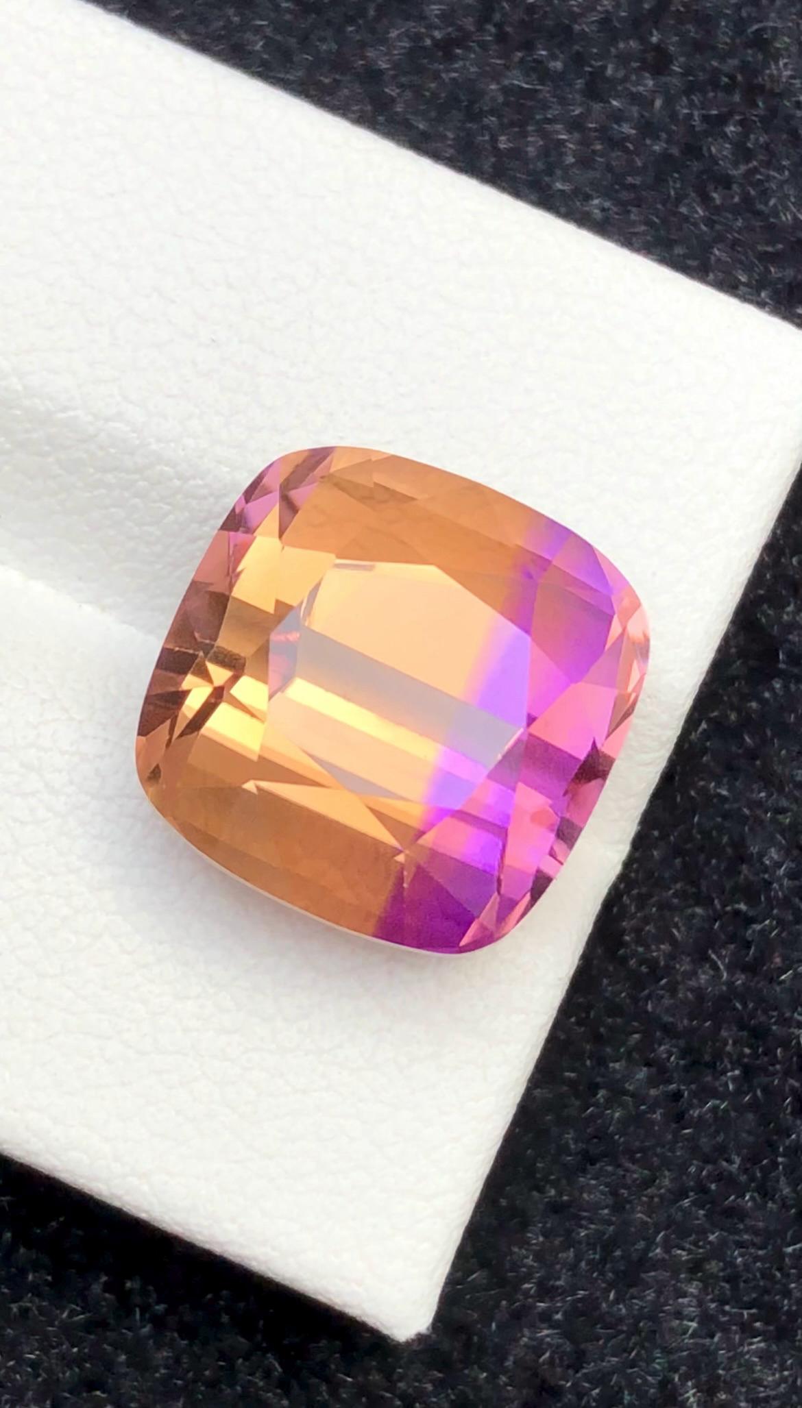 Bi-Color Ametrine 11.70 ct Cushion Cut – Gemstone from Brazil