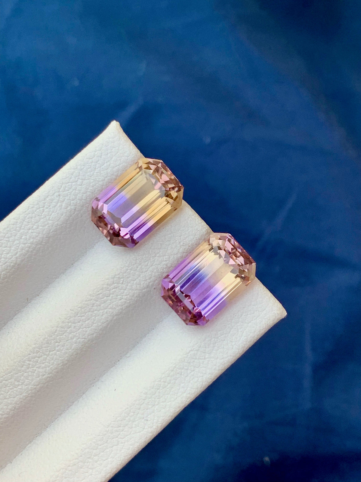 Emerald Cut Ametrine Gemstone Pair: Bi-Color Jewelry Stone, 9.60CT