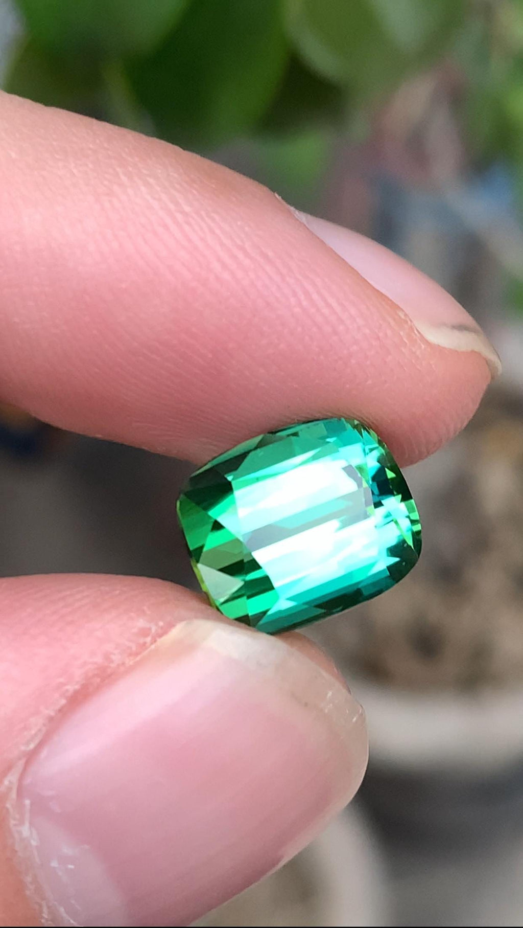 7.30 CT Blue Green Tourmaline Gemstone: Cushion Cut, Afghanistan Origin