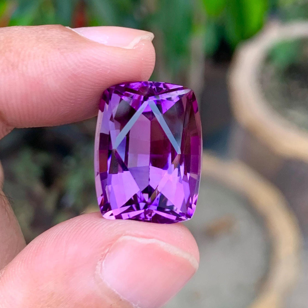 Amethyst 22.95ct Fancy Rectangular Cut from Brazil – Deep Purple Collector Gemstone