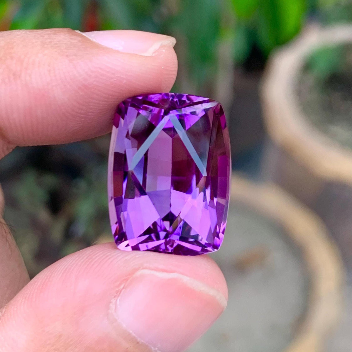 Amethyst 22.95ct Fancy Rectangular Cut from Brazil – Deep Purple Collector Gemstone