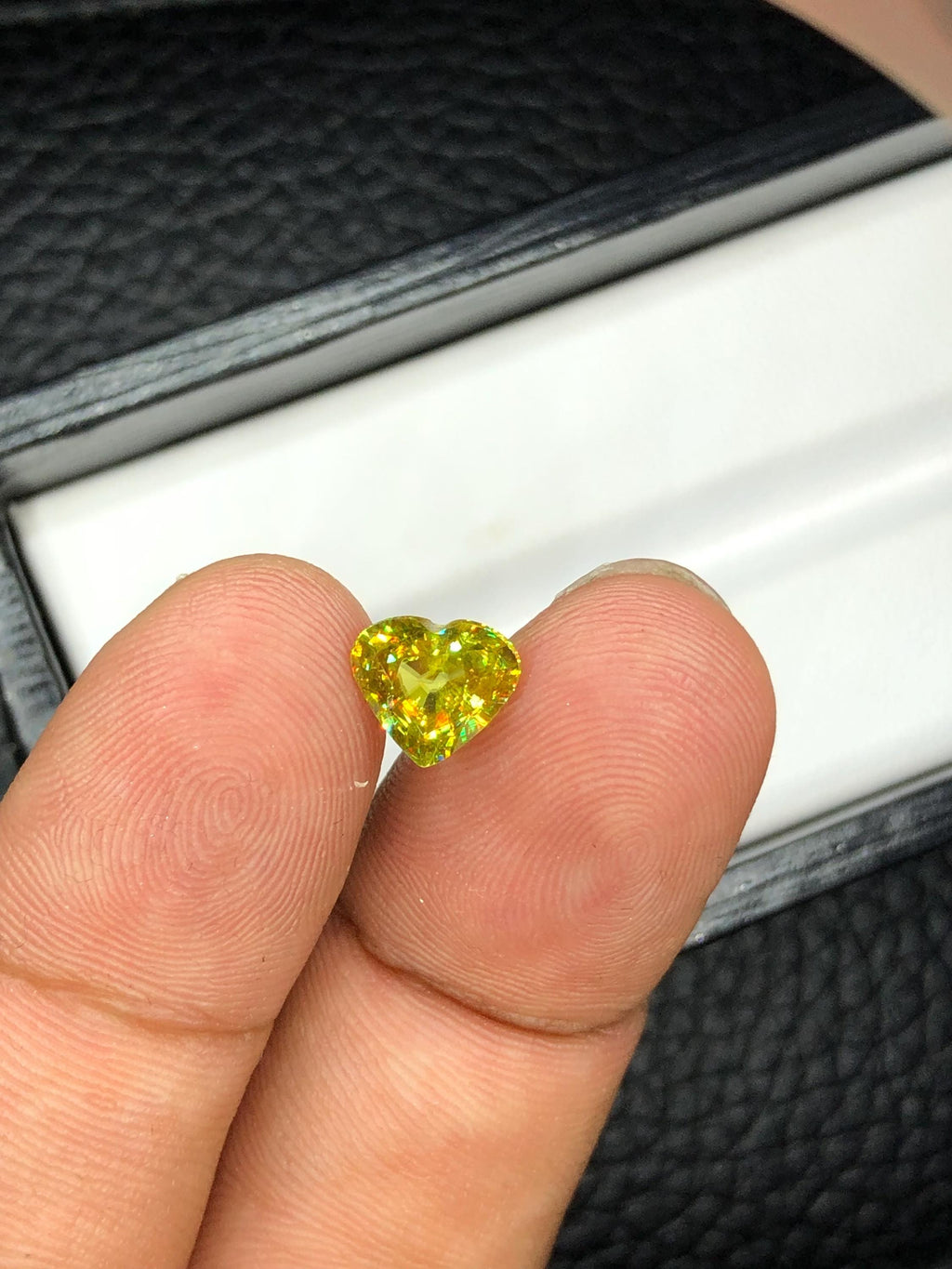 1.40 CT Heart Sphene Titanite Gemstone: Rare Faceted Yellow-Green Loose Gem