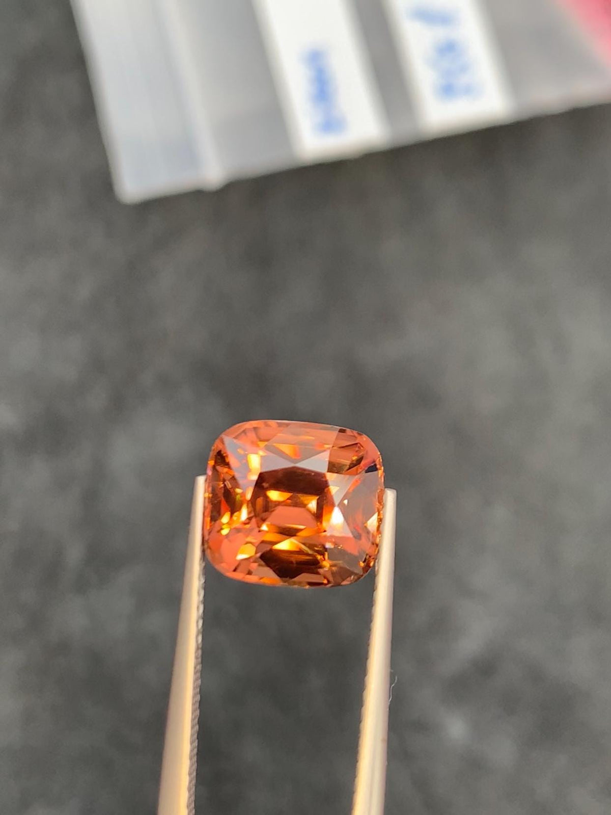 Orange Zircon 6.87ct Cushion Cut with Fire from Sri Lanka