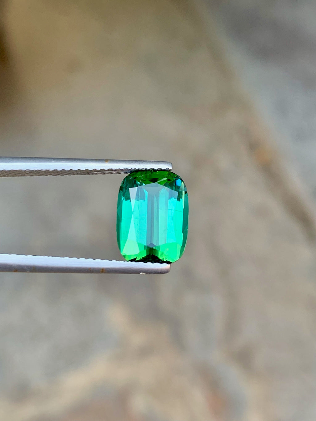 Bluish Green Tourmaline Gemstone: 3.75 CT Cushion Cut from Jaba Mine