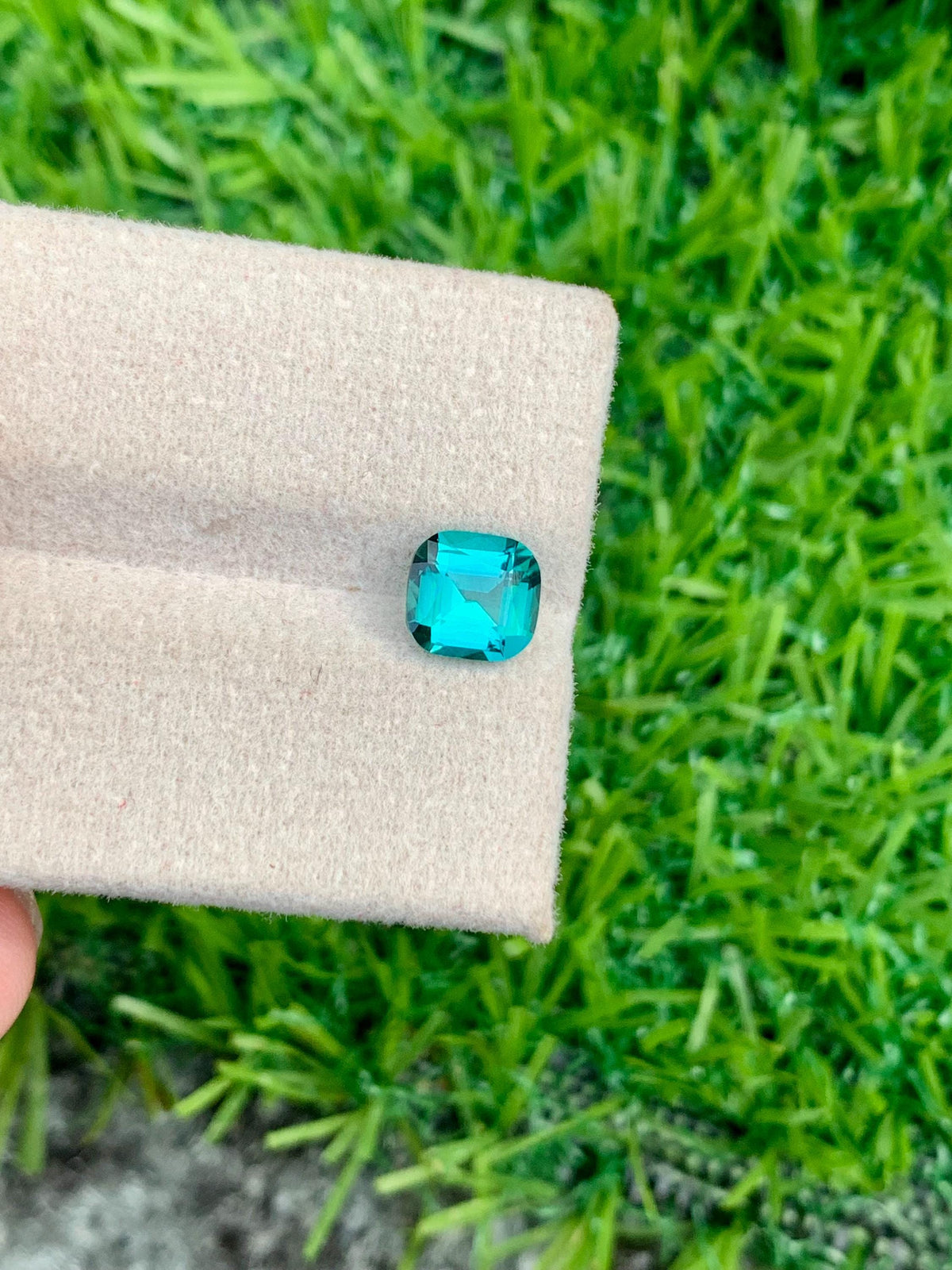 Blue Lagoon Tourmaline Stone: 1.25 CT Faceted Cushion Cut Gemstone