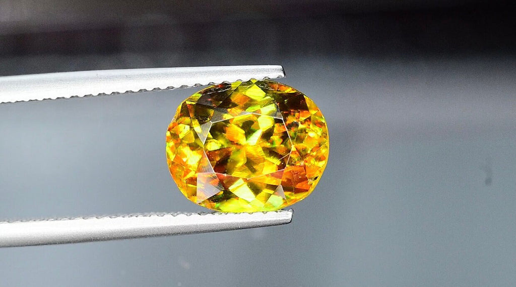 3.65 CT Oval Sphene Gemstone: Greenish Yellow Titanite, August Birthstone