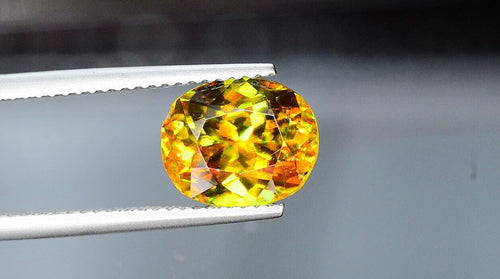 3.65 CT Oval Sphene Gemstone: Greenish Yellow Titanite, August Birthstone