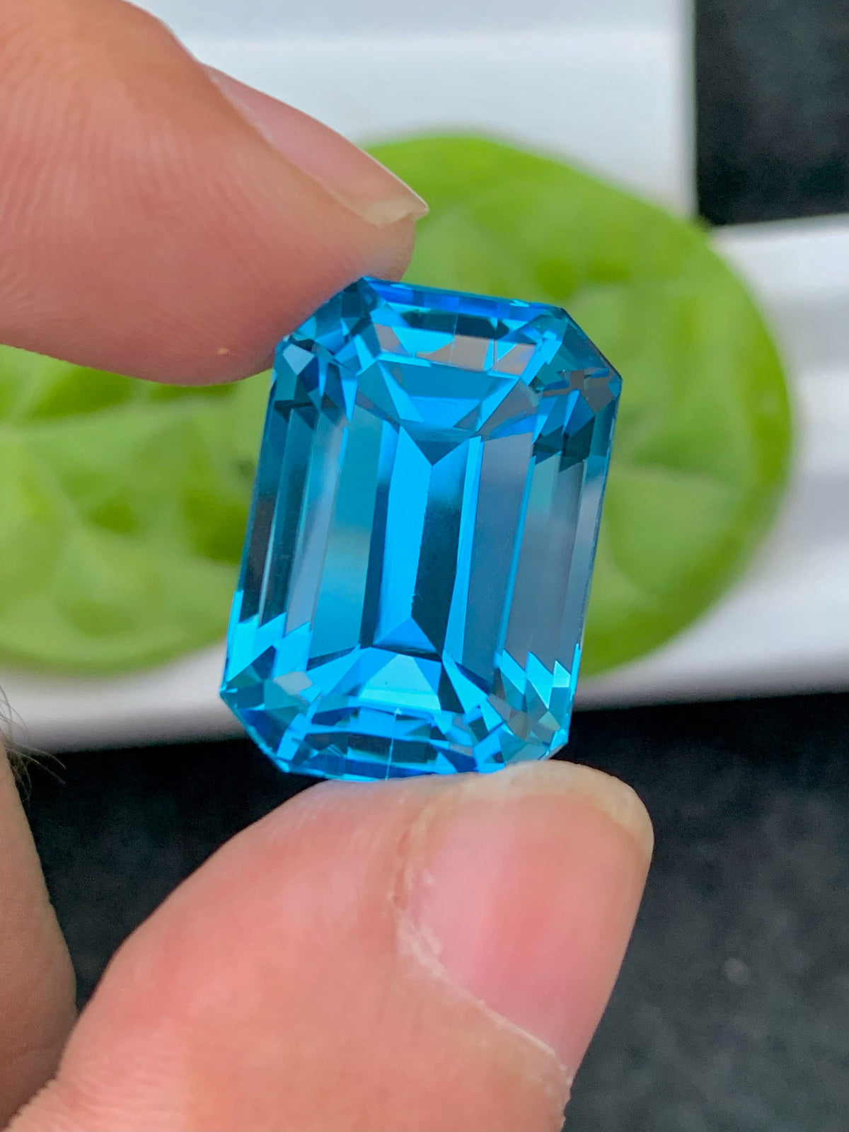 Swiss Blue Topaz Gemstone: 34.95 CT Emerald Cut, December Birthstone