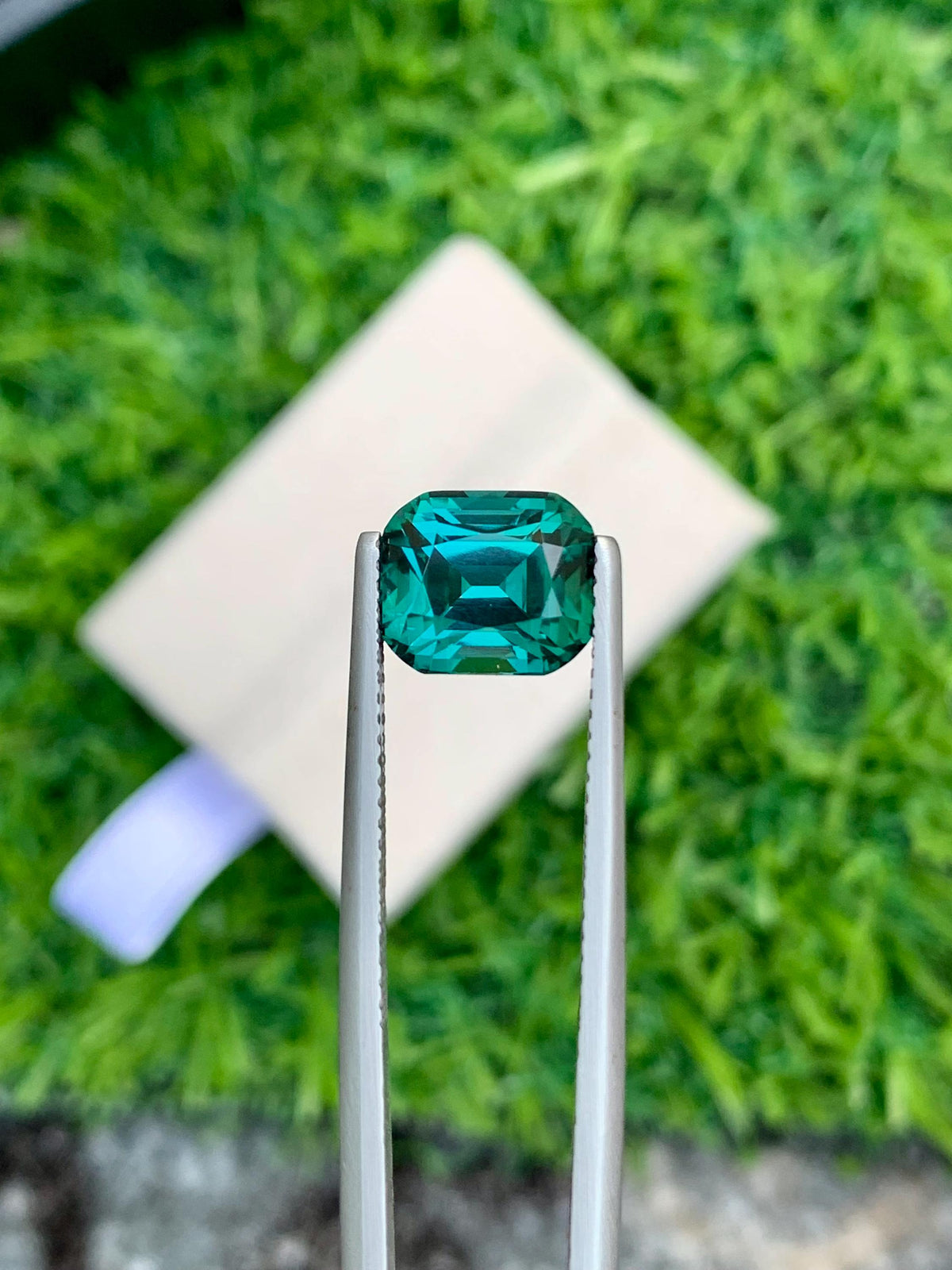 3.75 CT Lagoon Tourmaline Gemstone: Cushion Cut, VVS Clarity