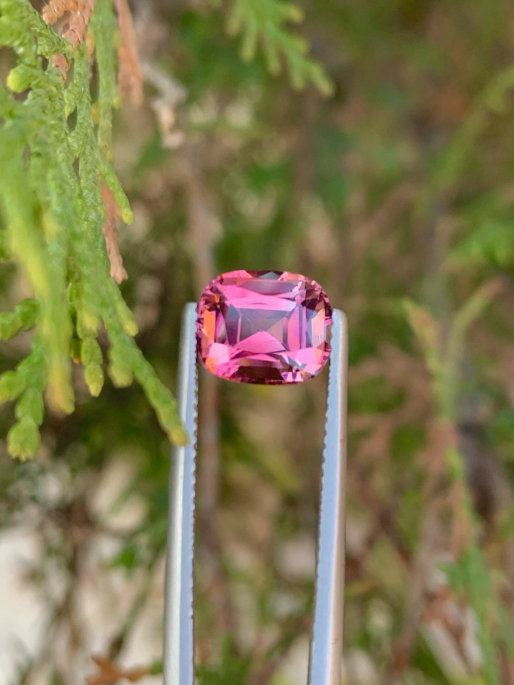 Pink Tourmaline Gemstone: 2.85CT Faceted Cushion Cut, October Birthstone