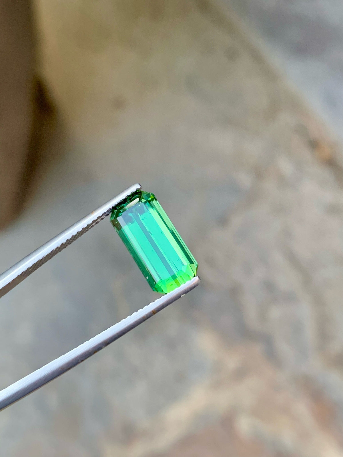 Bluish Green Tourmaline Gemstone: Emerald Cut, 5.10 CT Loose Elbaite Stone