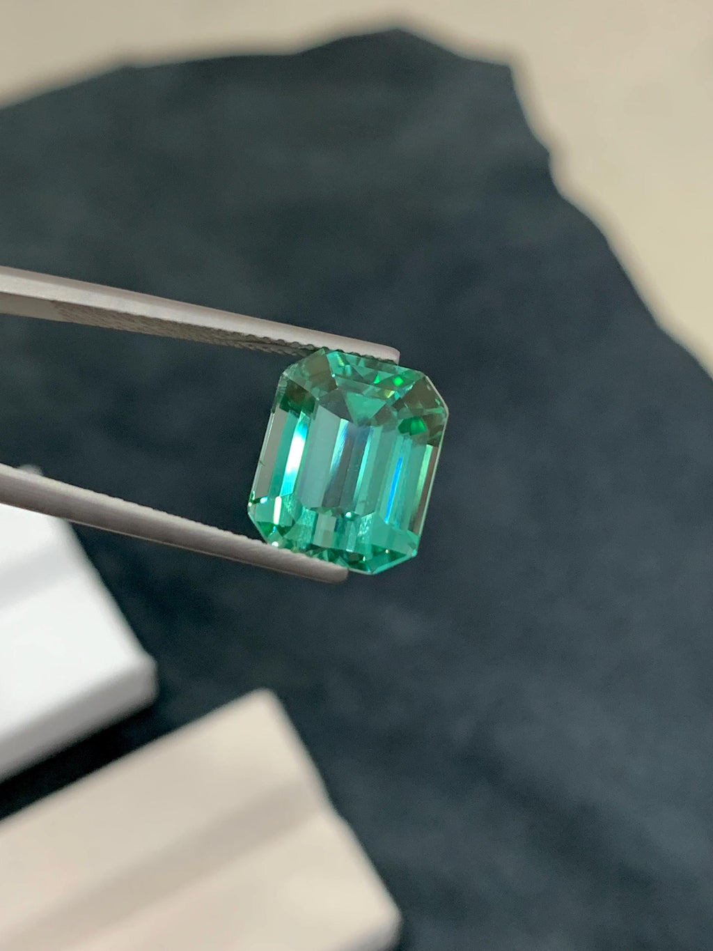 Hiddenite Carat Octagonal Emerald Cut 8.75 Green Kunzite from Afghanistan.