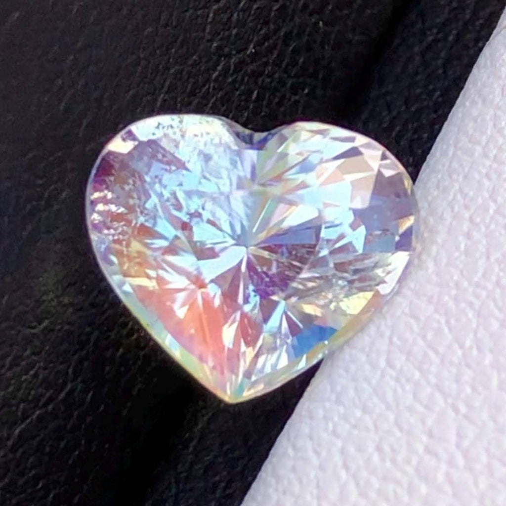 Rainbow Moonstone 3.65 Carat Heart Cut 10x8mm Gemstone from Madagascar