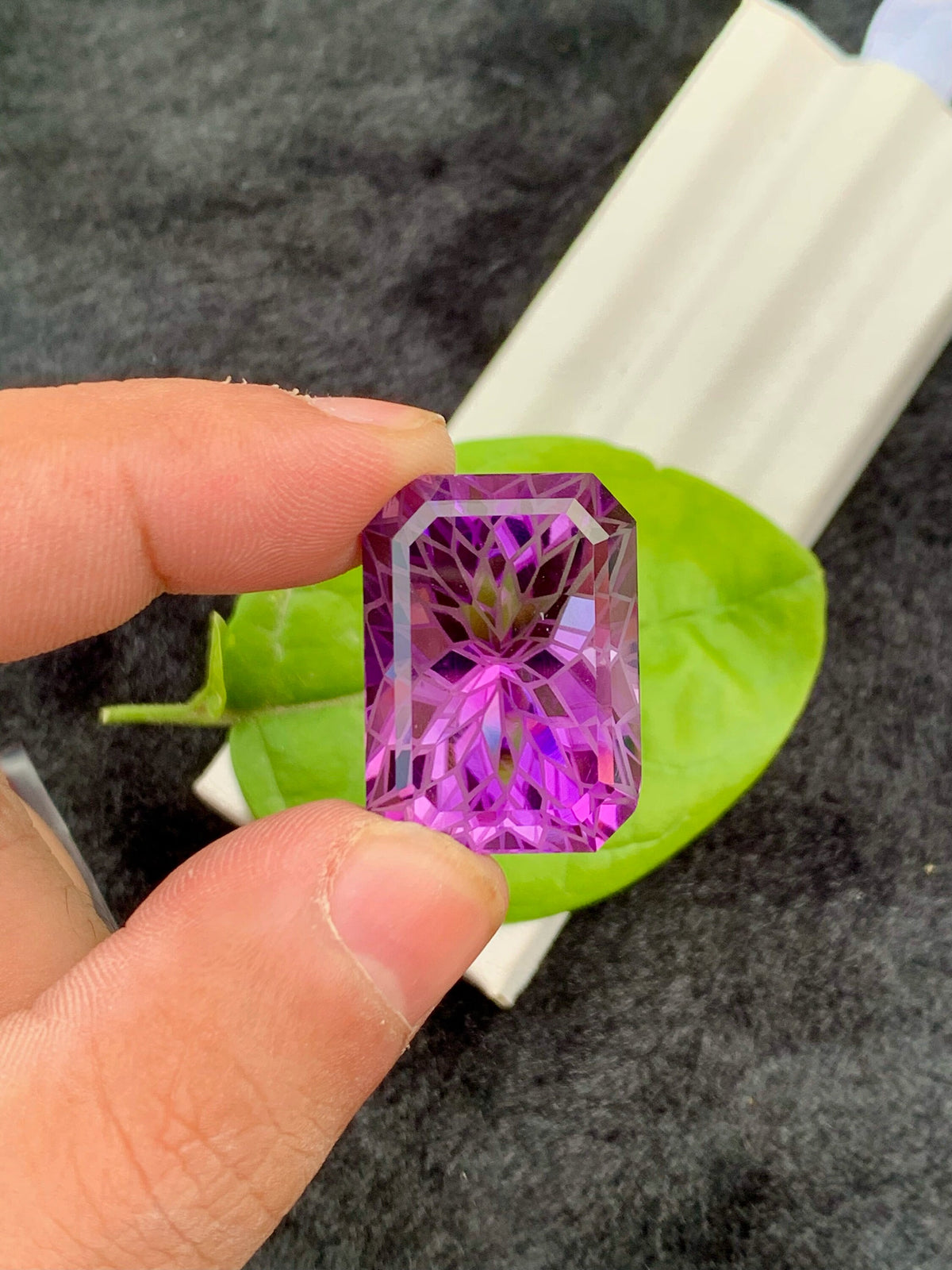 Precision Flower Cut Amethyst Loose Gemstone Big Size - 46.40 Carats