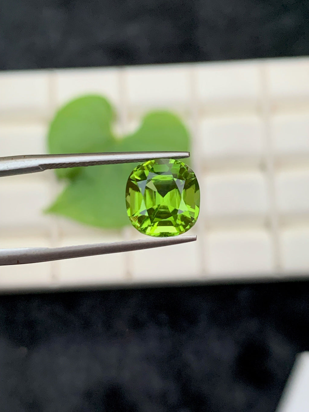 Natural Olive Green Peridot Gemstone: Cushion Cut, 3.75 CT