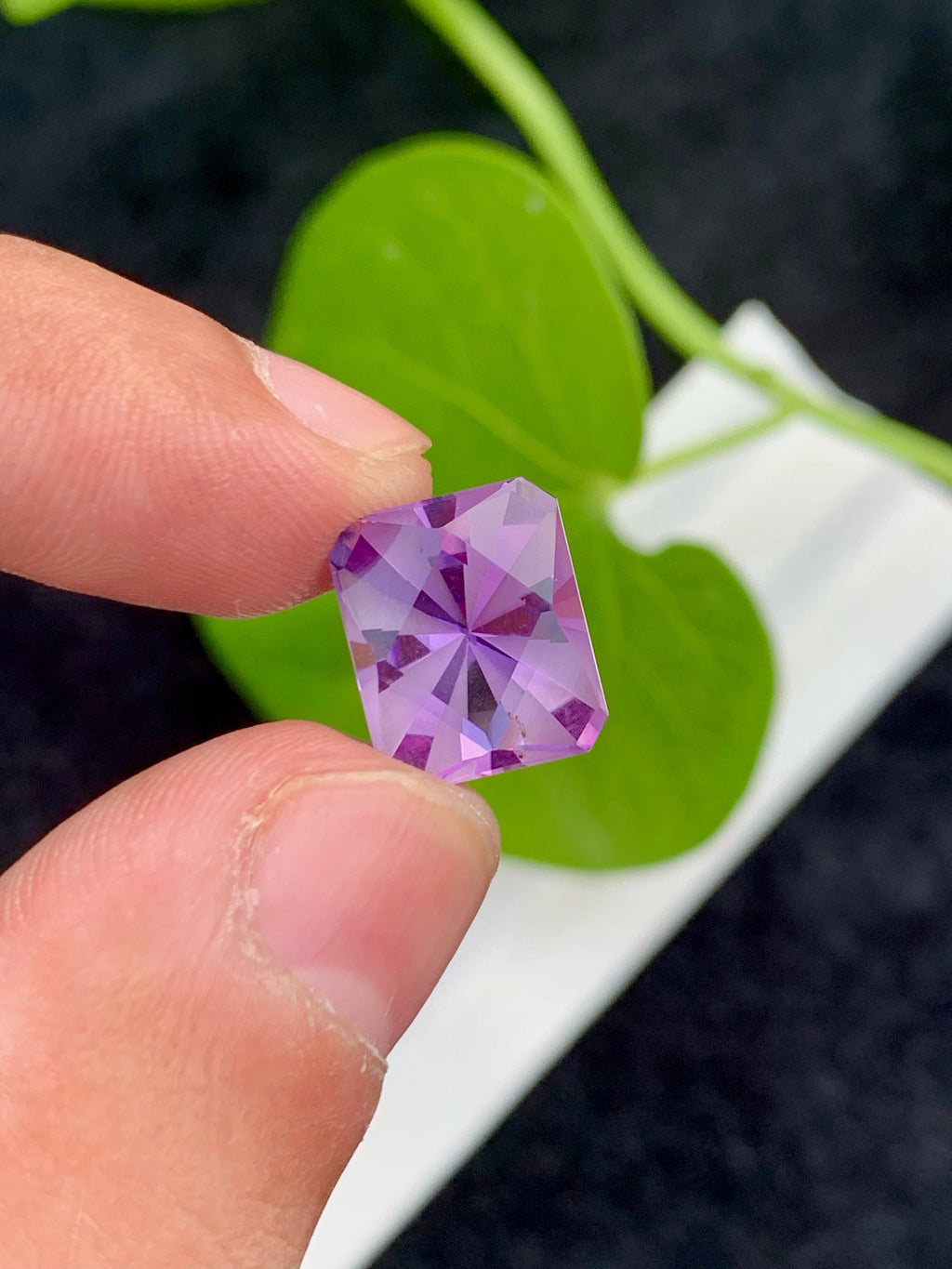 Violet Purple Amethyst Gemstone: Custom Cut Rectangle, 6.80 CT