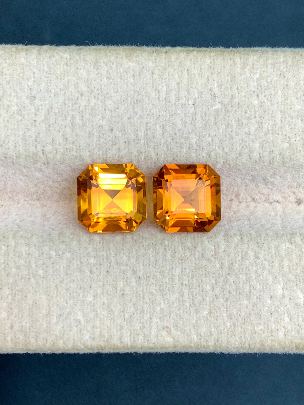 Madeiran Citrine Gemstone Pair: Orange Ascher Cut, November Birthstone, 3.75 Carat