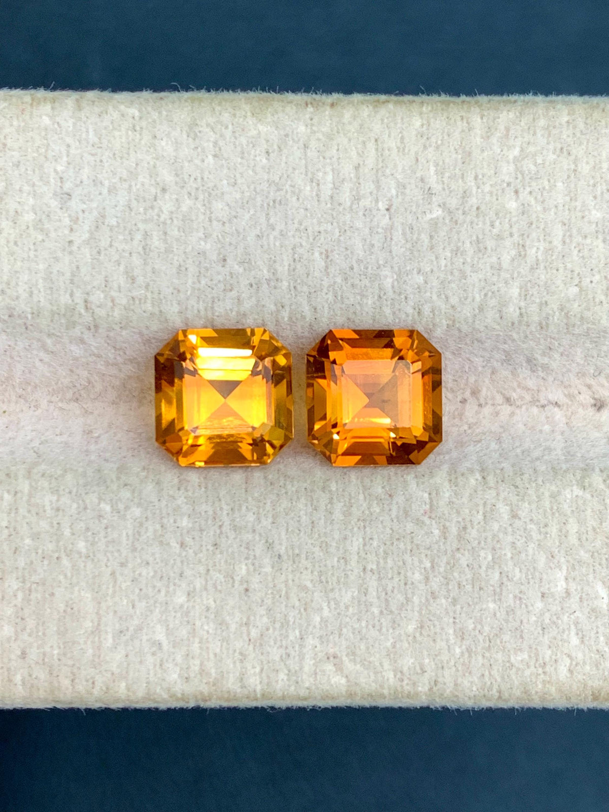 Madeiran Citrine Gemstone Pair: Orange Ascher Cut, November Birthstone, 3.75 Carat