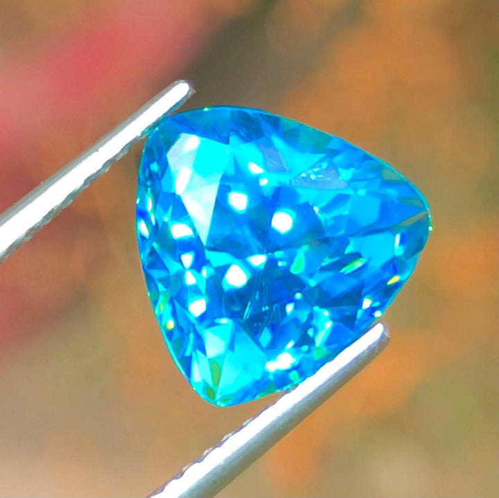 Rich Fire Sparkling Natural Zircon,7.16 Cts Blue Color Cambodian Mines Zircon